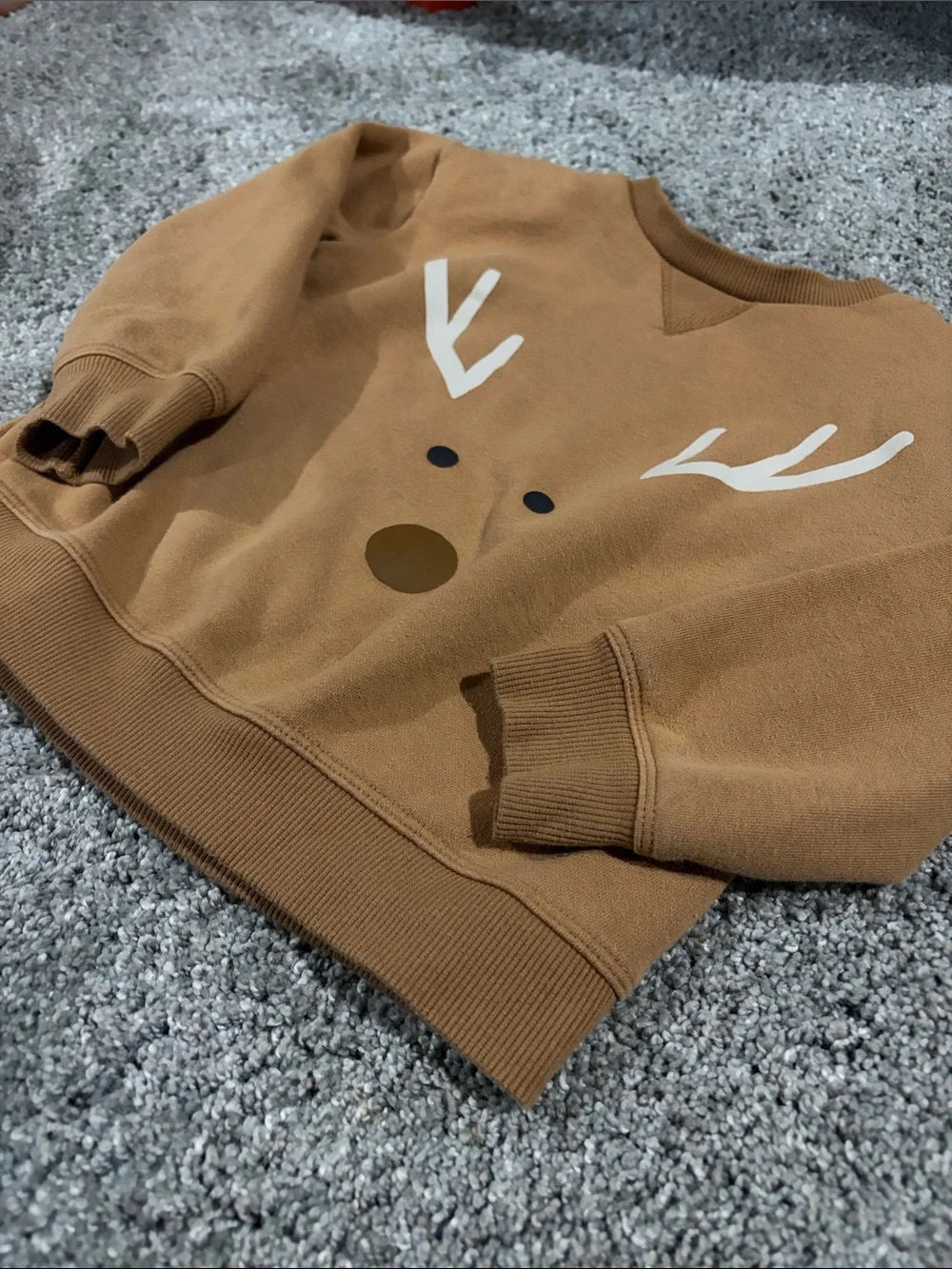 Kids Tan Reindeer Graphic Sweatshirt - Cozy Crewneck